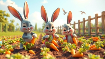 Bunny Does Carrot Farming with Family | Fun & Healthy Farm Story