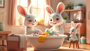 Mom Bunny Washing Clothes | Cute & Caring Daily Life Story